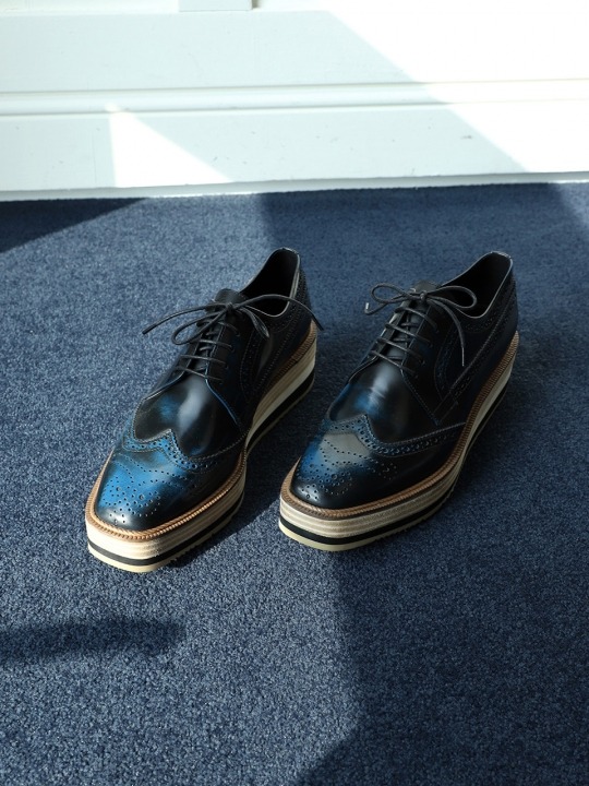 Vintage Blue Manish Wing Tip Oxford Shoes - 하고 Vintage Blue Manish Wing Tip Oxford Shoes