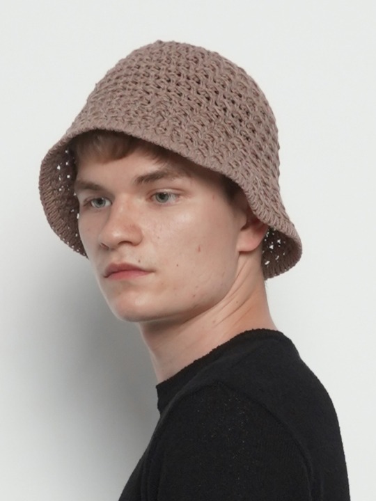 MW235 poll knit bucket hat brown 하고