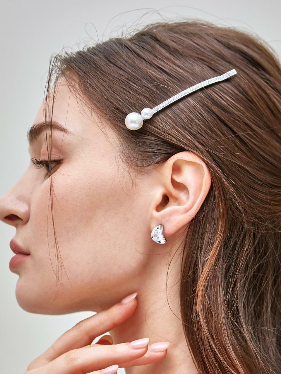 Double Pearl Cubic Hairpin 진주 큐빅 헤어 실핀 - 하고 Double Pearl Cubic Hairpin 진주 큐빅 헤어 실핀