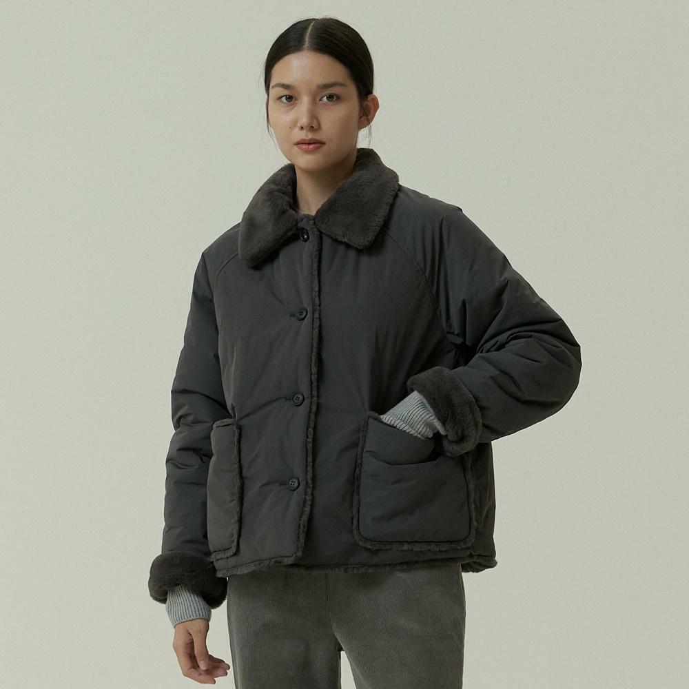 eco fur reversible jacketcharcoal 하고
