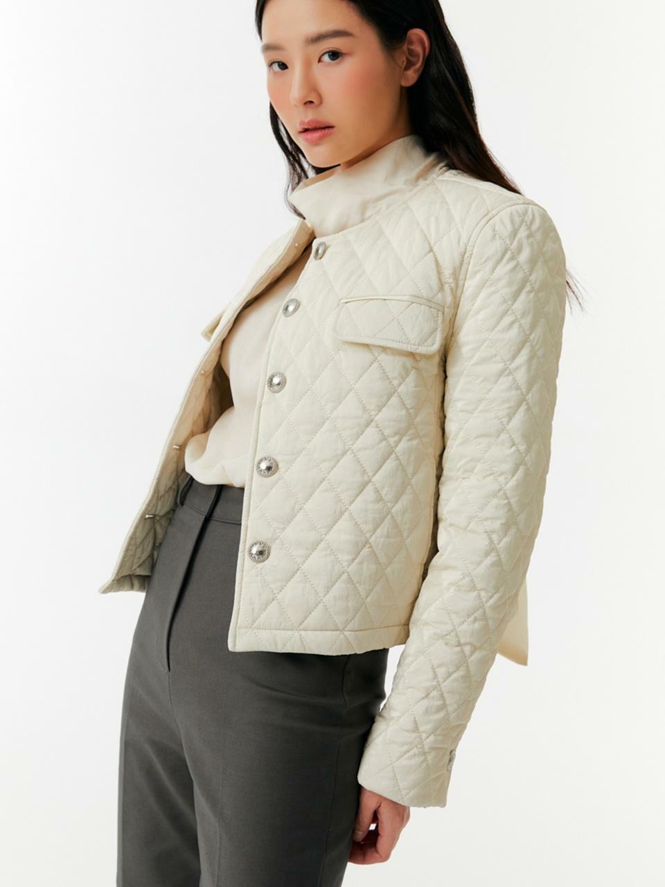 QUILTING CROPPED JACKET, CREAM 하고
