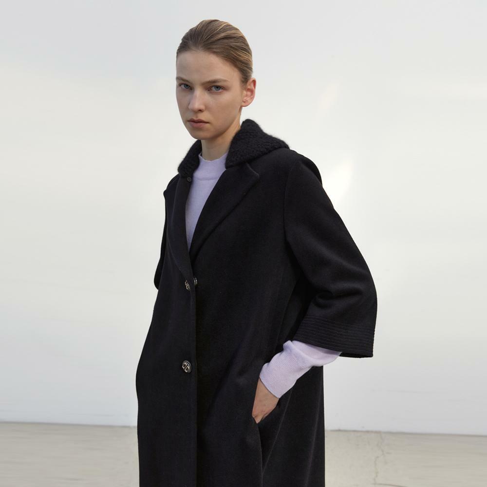 Knit collar wool half coat M1D709 하고