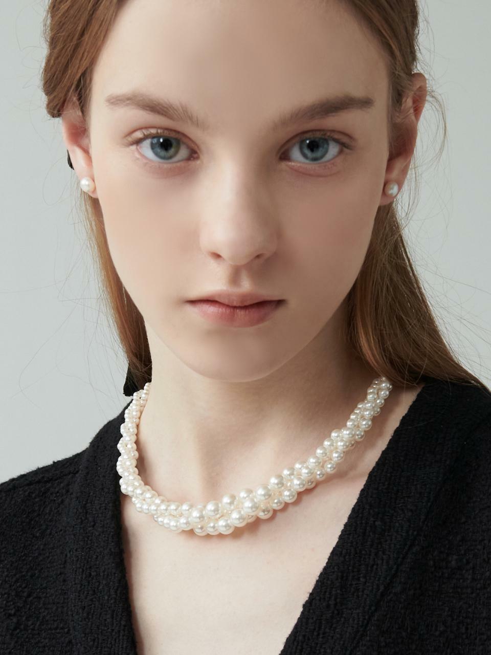CR007 Twisted pearl necklace 하고