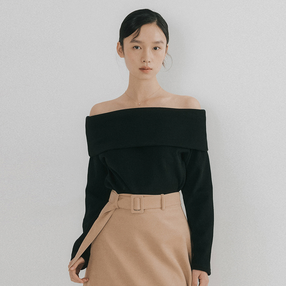 NOI OFF-SHOULDER KNIT BLACK - HAGO(하고)
