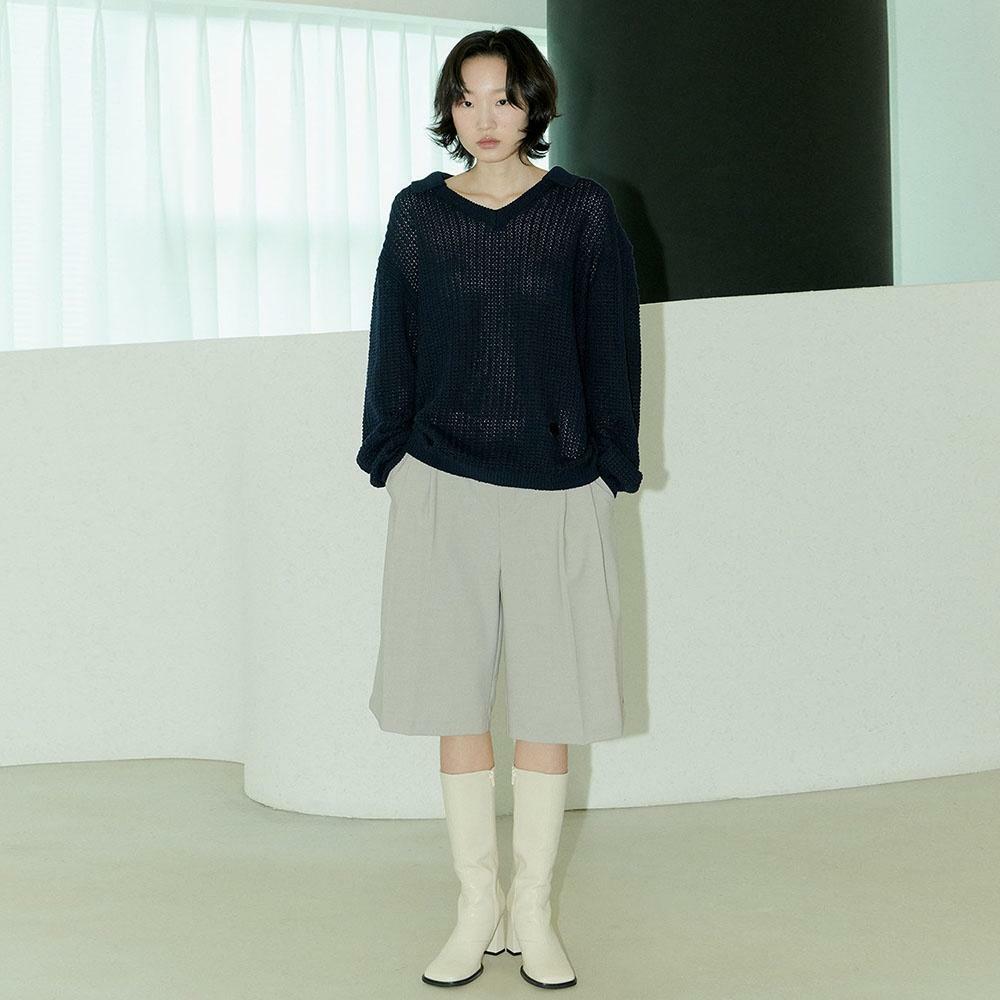 [이지혜 착용] 유니섹스 핀턱 스티치 버뮤다 팬츠 W - 라이트 베이지 - 하고(HAGO)
