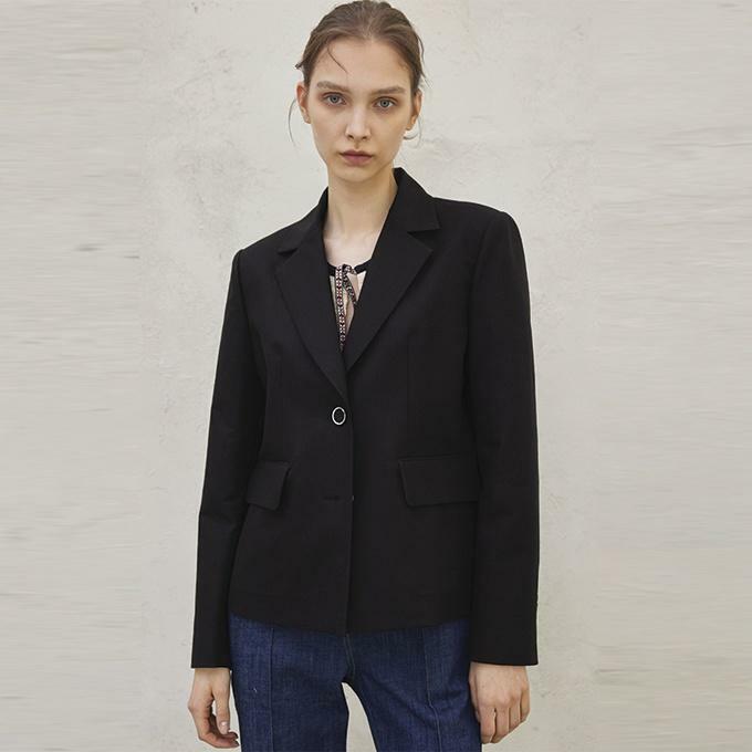 CLASSIC COTTON TAILORED JACKET BLACK 하고