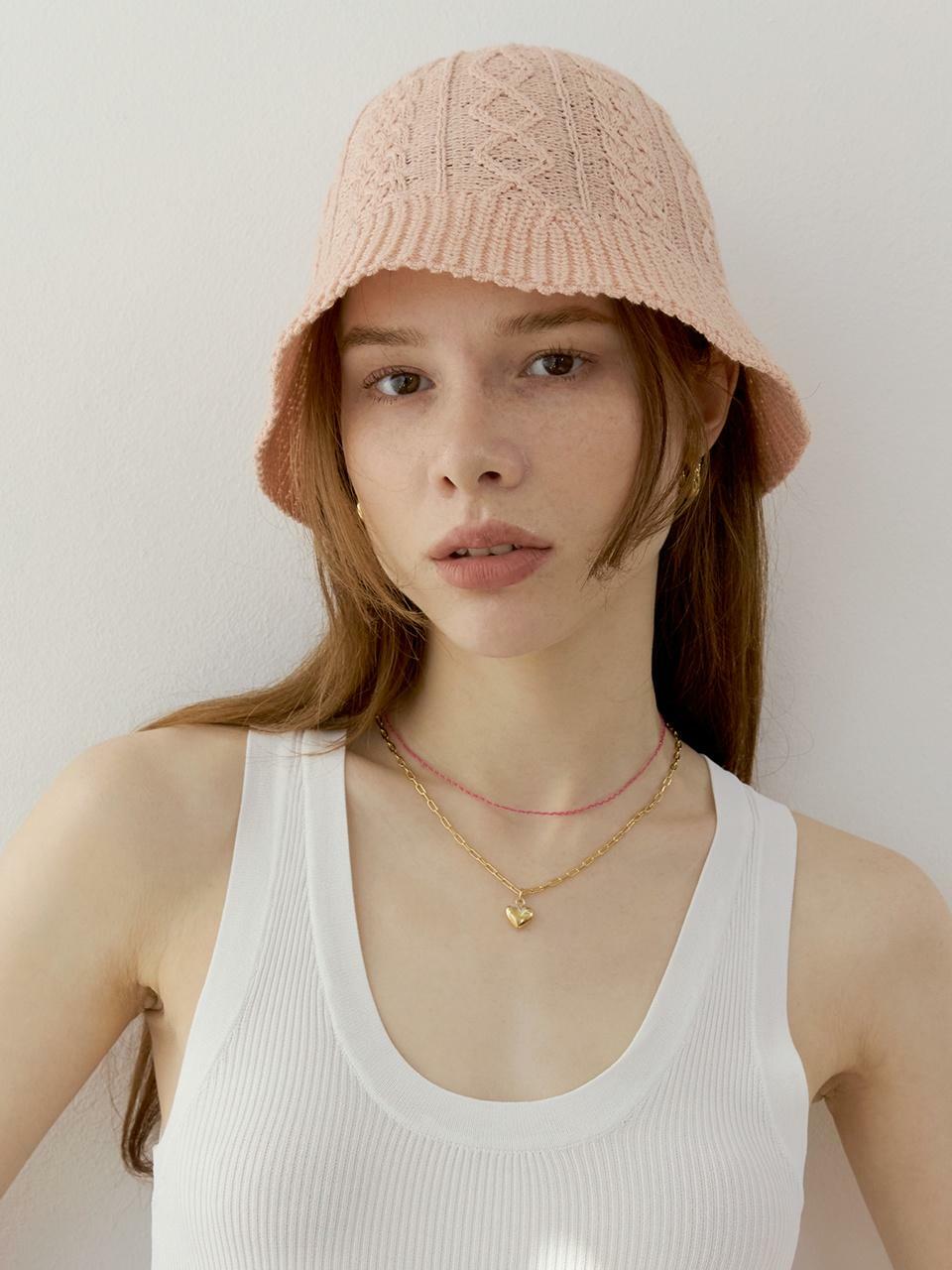 Blooming Knit Bucket Hat (Pink) 하고