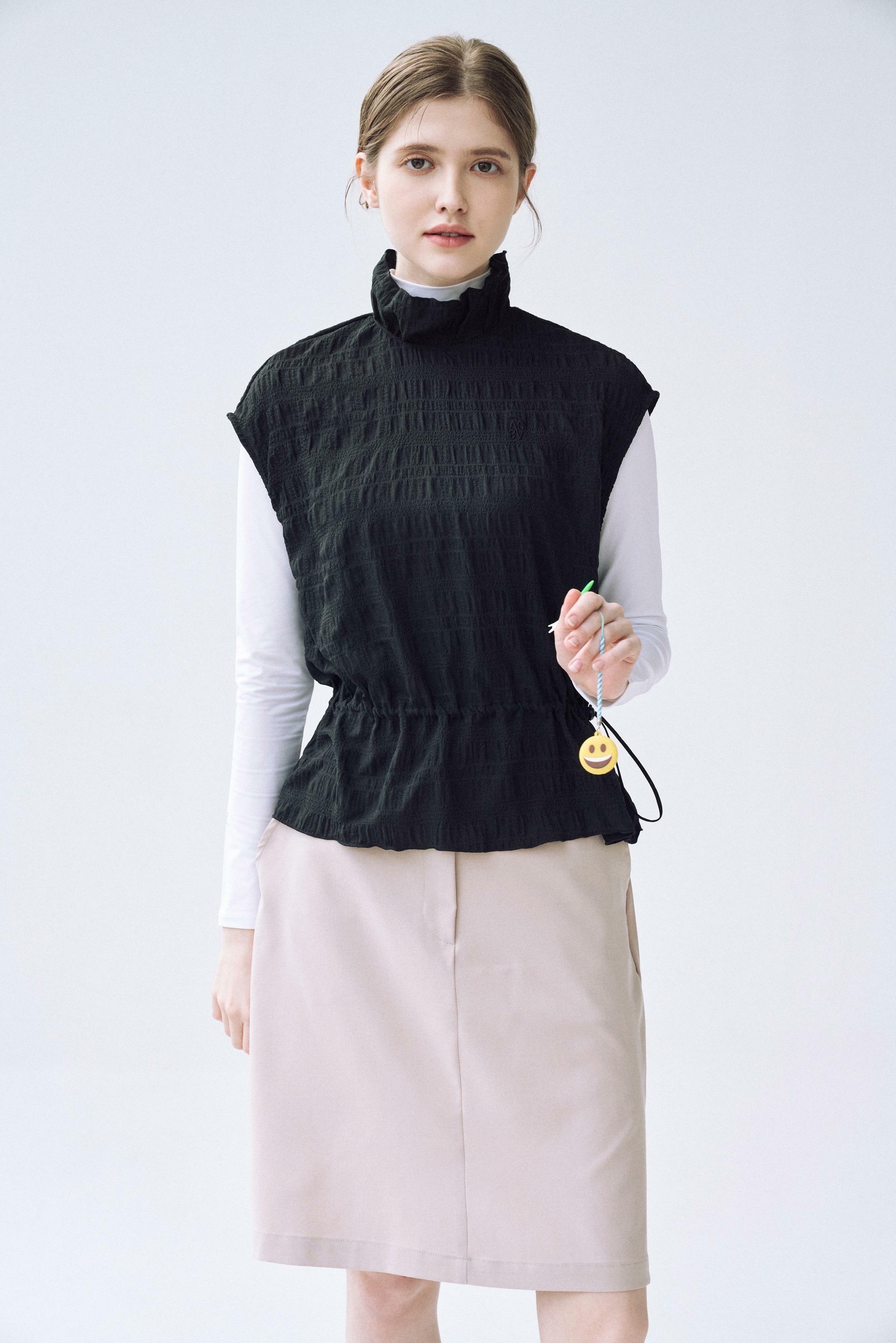 뉴 크리즈 터틀넥 베스트(블랙) _ New Crease Turtle Neck Vest(Bl - 하고(HAGO)