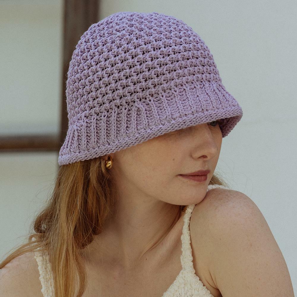 Crocher cozy summer knit hat_Purple 하고