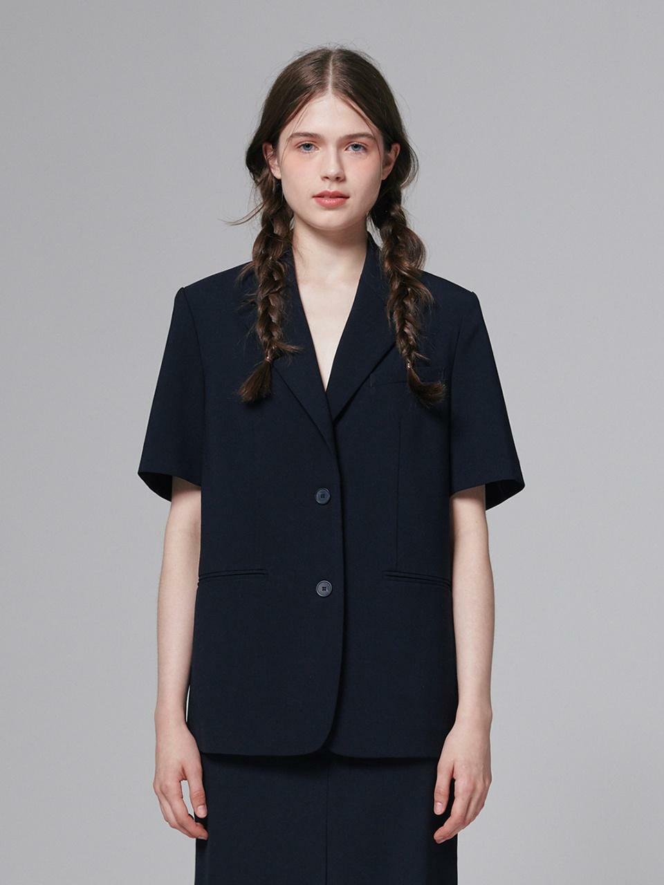 Summer wool half sleeve jacket Navy 하고