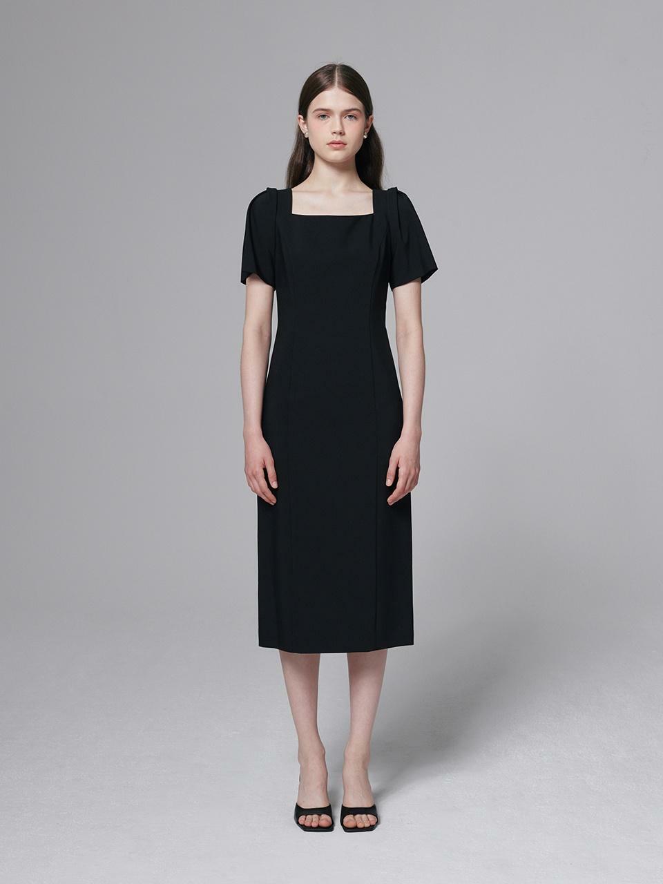 Square neck dress Black 하고