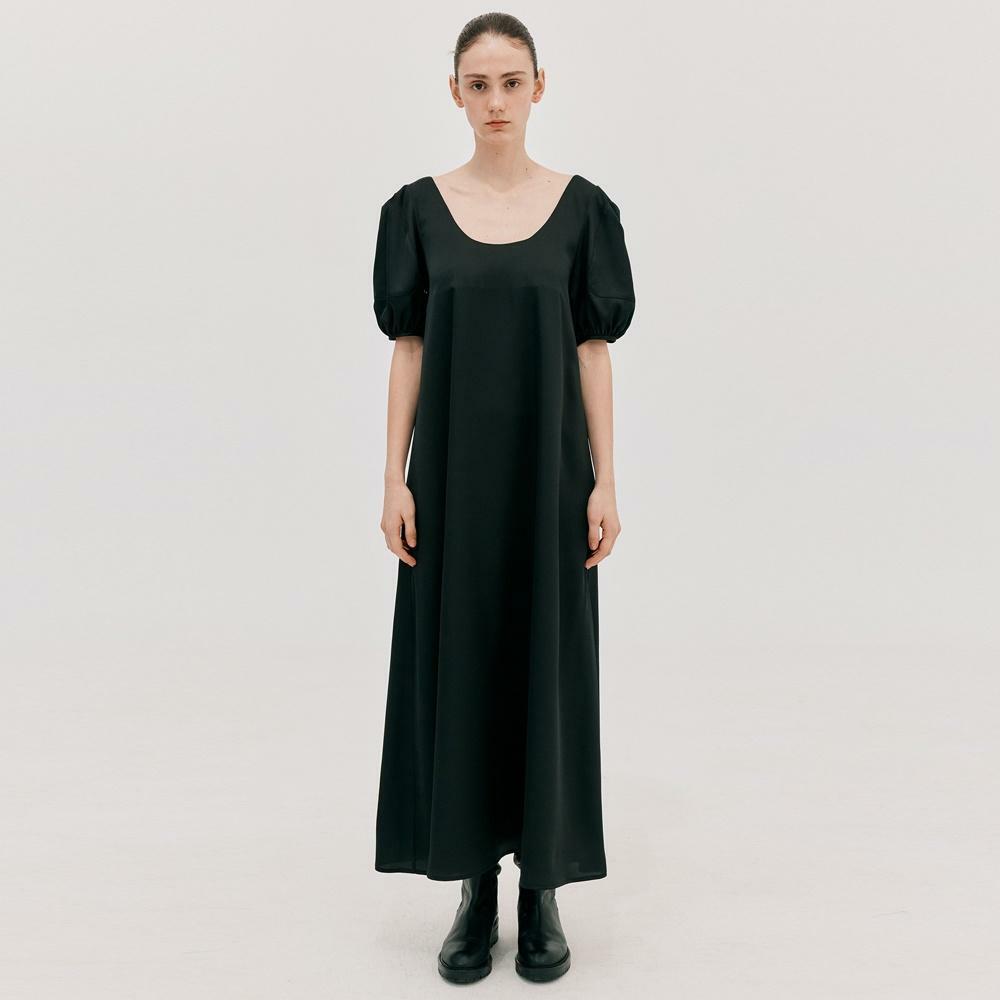 Puff Sleeve Long Dress_Black - 하고 Puff Sleeve Long Dress_Black