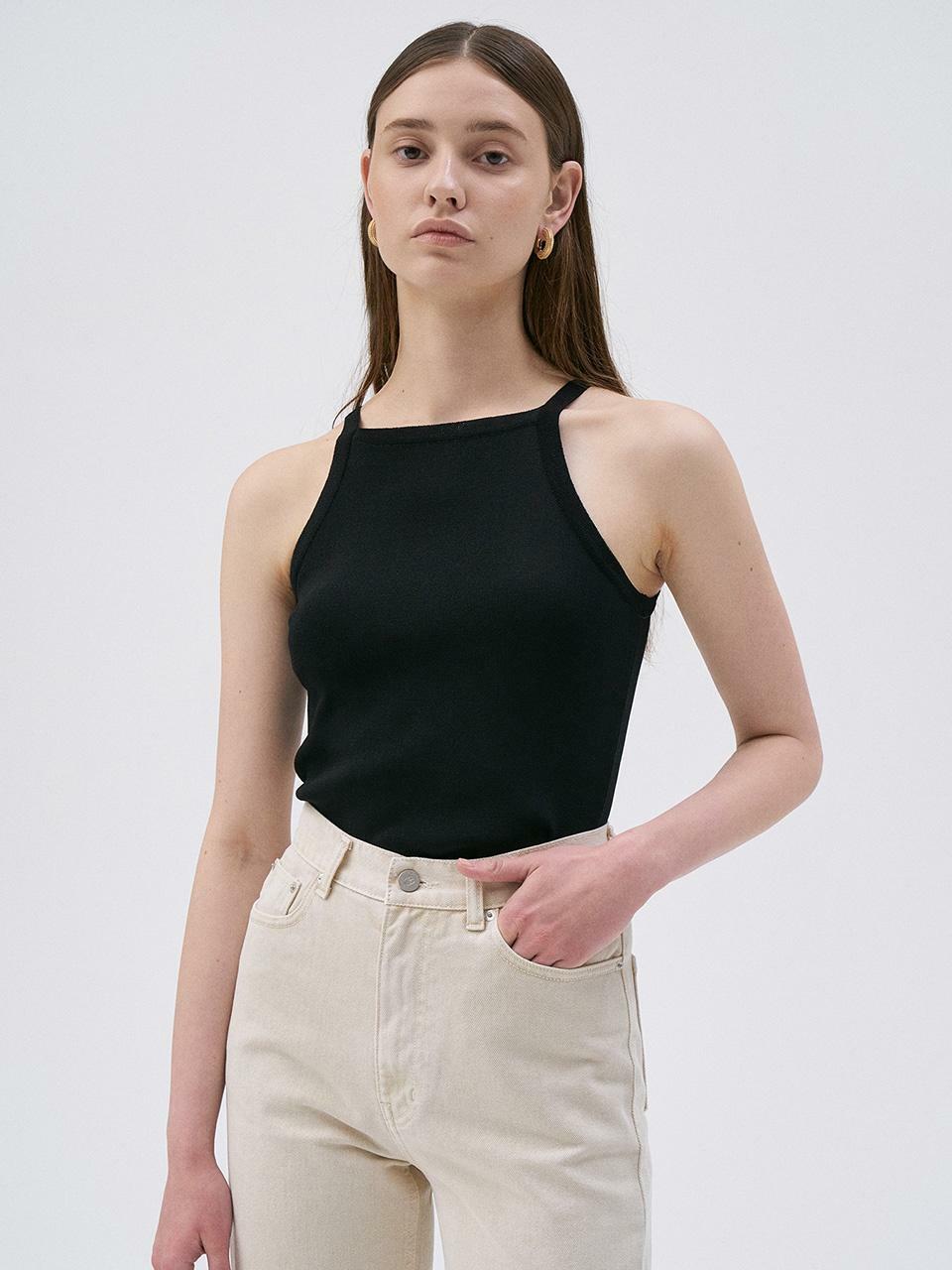 Halter Neck Sleeveless Knit Top4color 하고