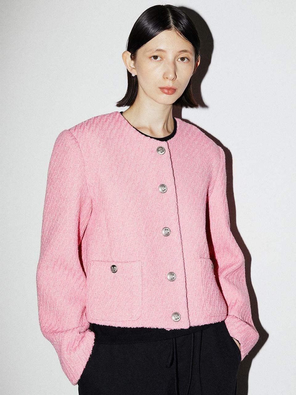 Glitter tweed jacket_pink 하고
