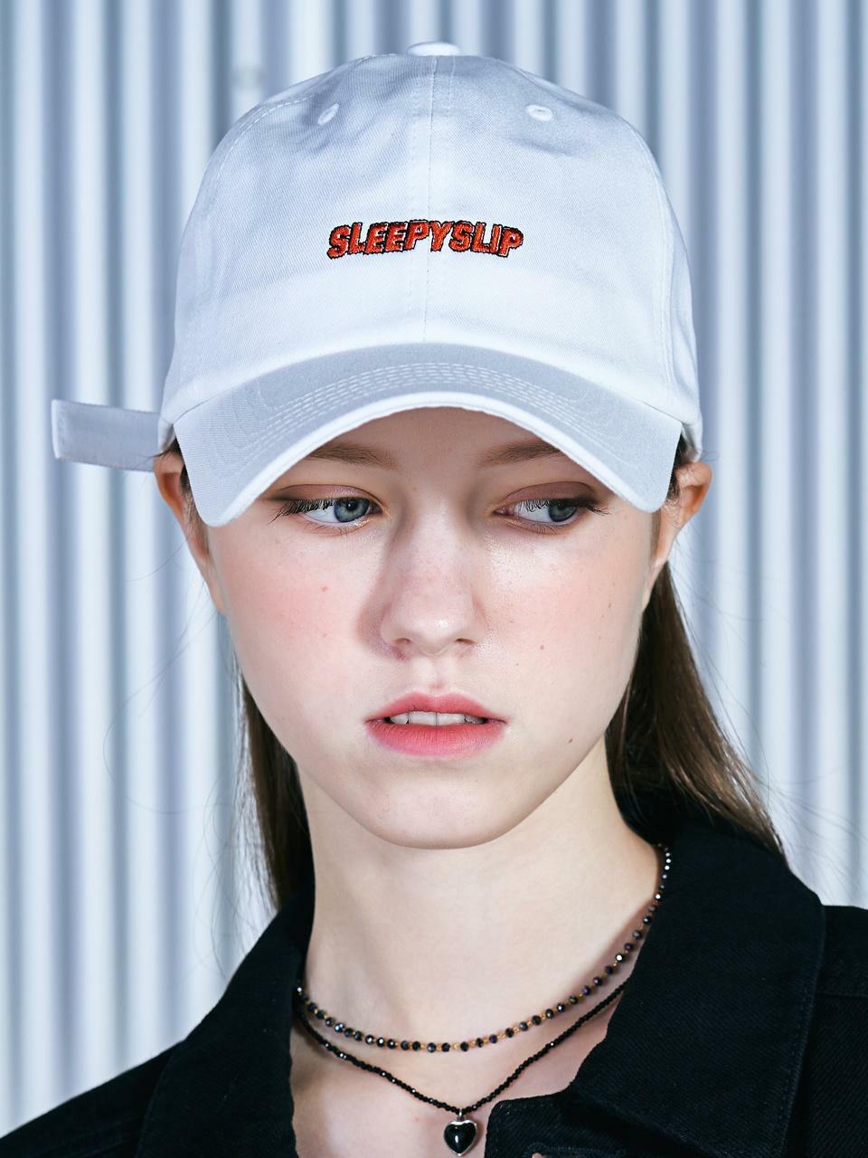 [unisex]STR SLEEPYSLIP WHITE BALL CAP 하고