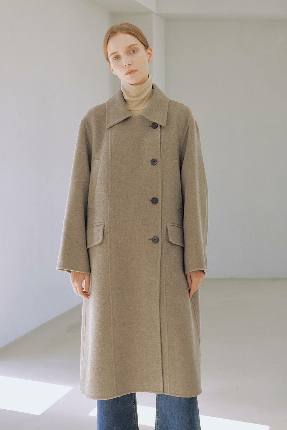 DOUBLE BUTTON COAT Brown 하고