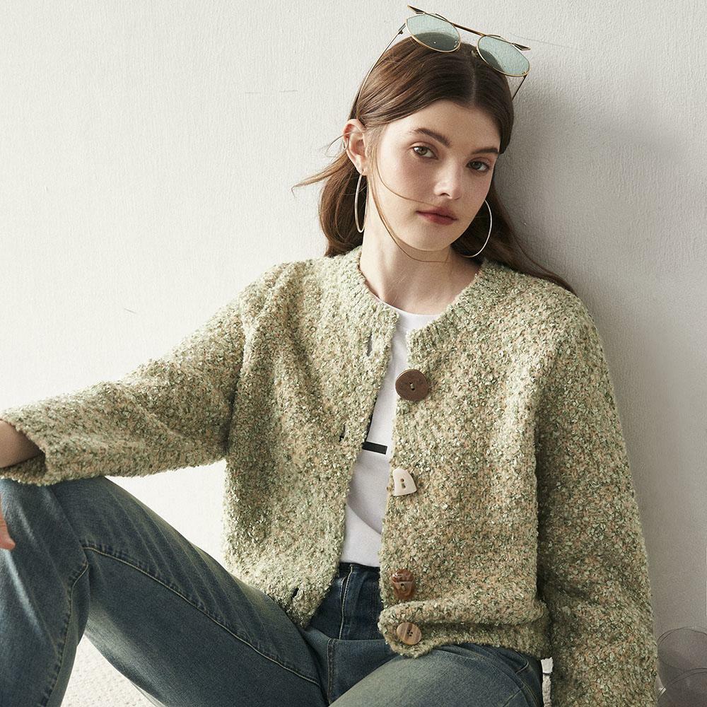 OZ_Gentle delicate irregular button knit cardigan 하고