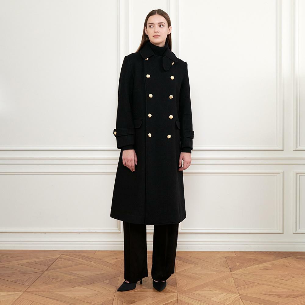 [굿바이세일]Fine Wool Double Black Coat Gold Button 하고