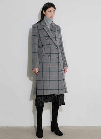 [Refurb] FLU STANDARD LONG COAT CHECK GREY - HAGO(하고)