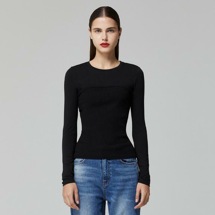 LAYERED TUBE TOP SLIM TSHIRT_BLACK 하고