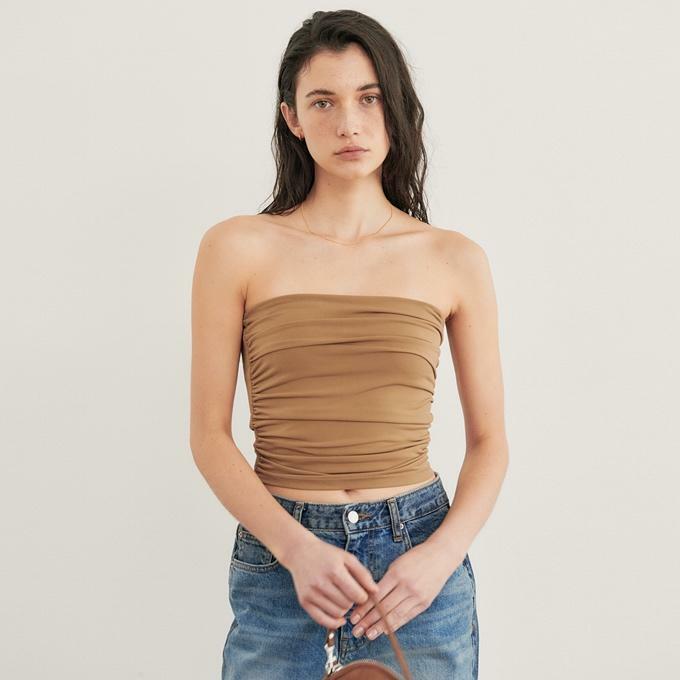 Carry Drape Tube Top_Beige - HAGO(하고)