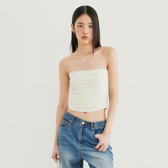 Carry Drape Tube Top_Cream - HAGO(하고)