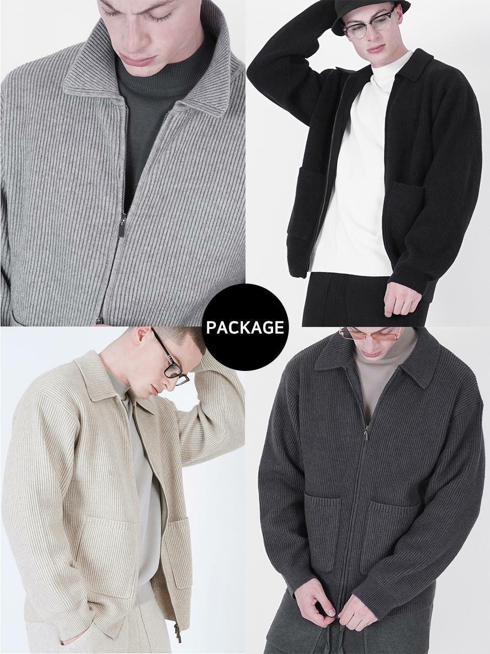 [2PACK] Heavy Knit Two-way Zip up (5color) - 하고