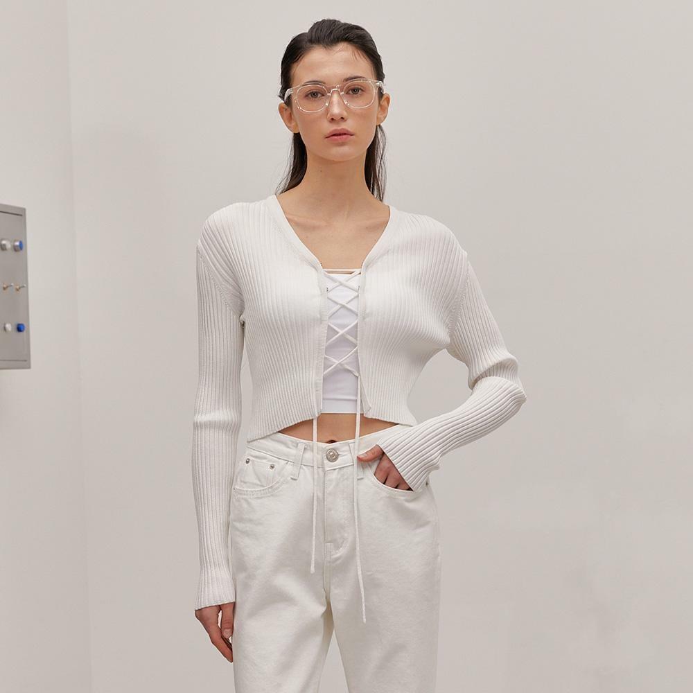 [COLLABOTORY]String Lace-up Crop Cardigan_IV - HAGO(하고)