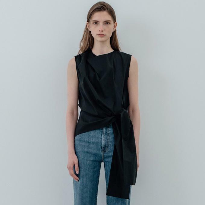 Waist Tie Blouse (Black) main image 0