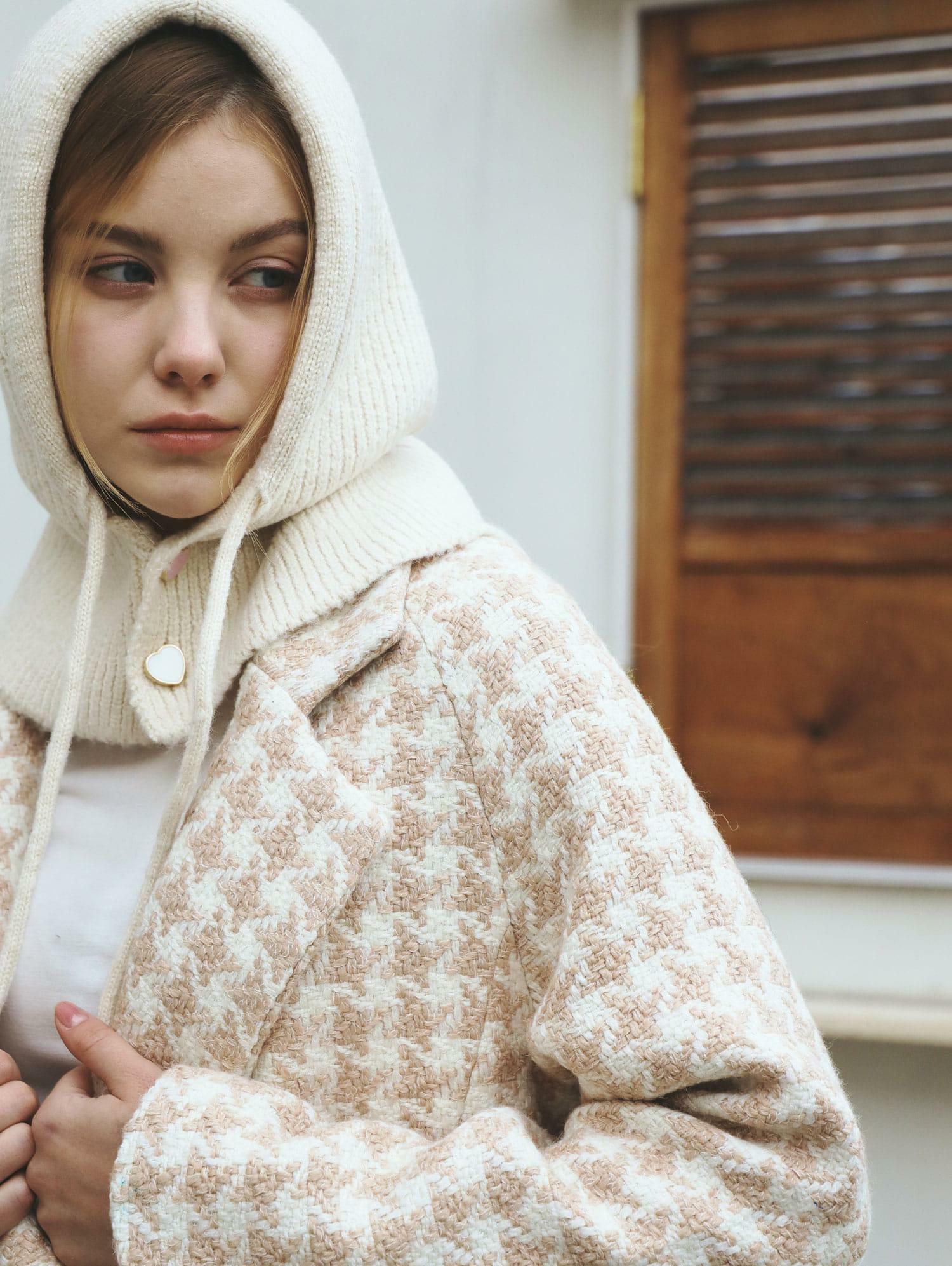 Sweet heart Knit Balaclava _ Ivory 하고