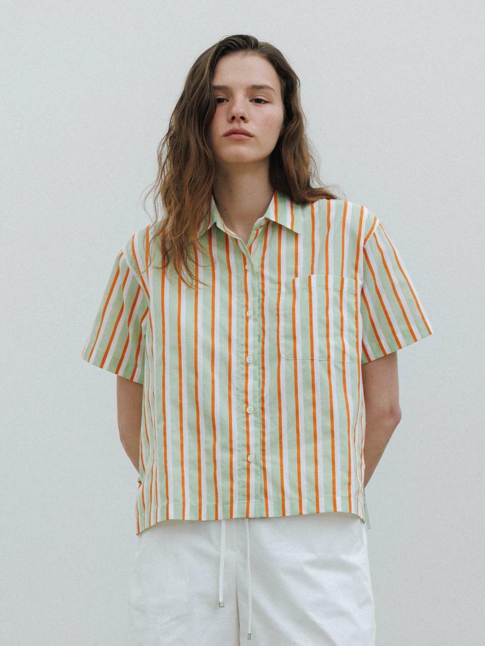 Harris Stripe Shirt (Lime) - HAGO(하고)