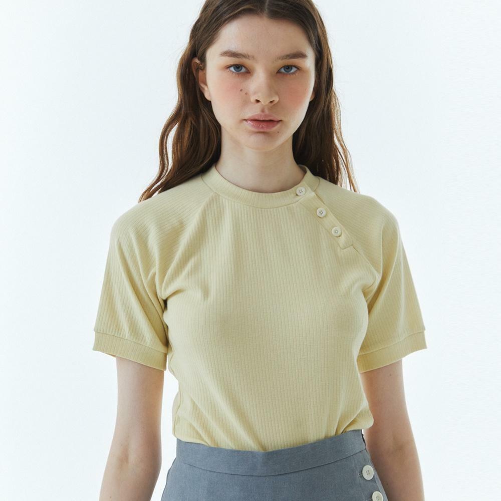 RVS BUTTON RAGLAN SLEEVE TSHIRTS Yellow 하고