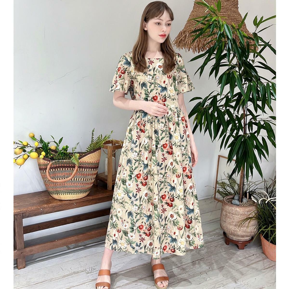 Ivy Flower Cotton Long Dress 하고
