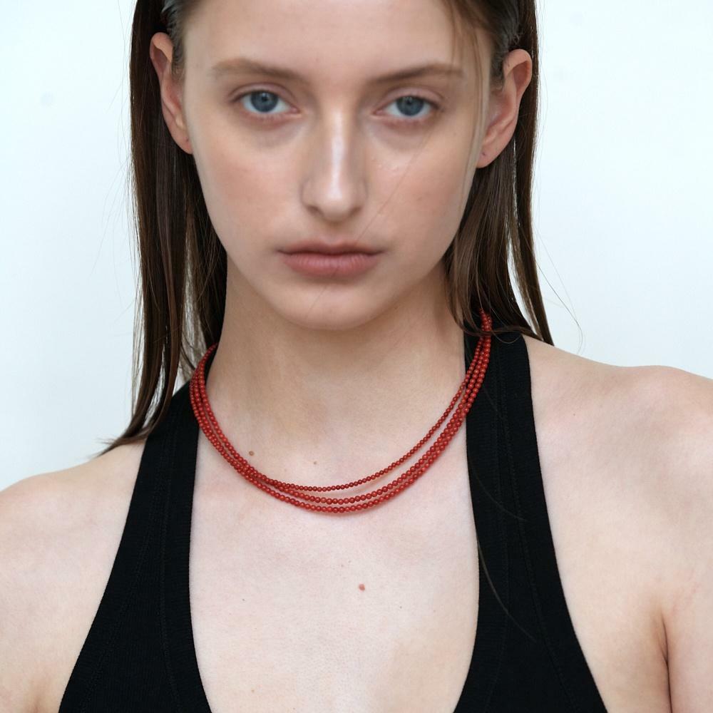 Red Layered Necklace I 하고