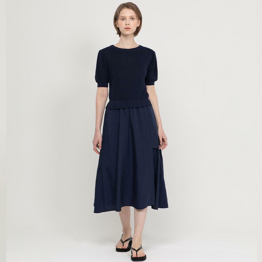[리퍼브] Layered knit dress Navy 하고