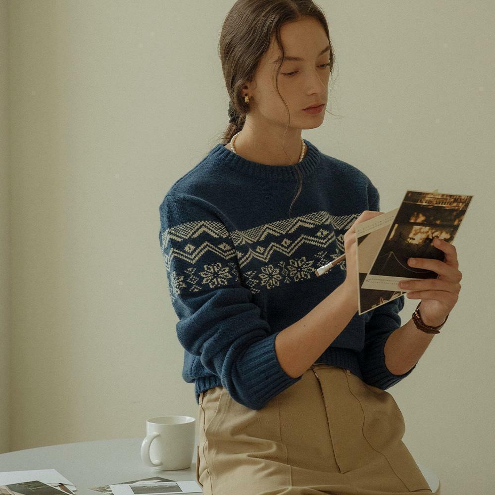 Nordic ireland cashmere blended knit_Blue 하고