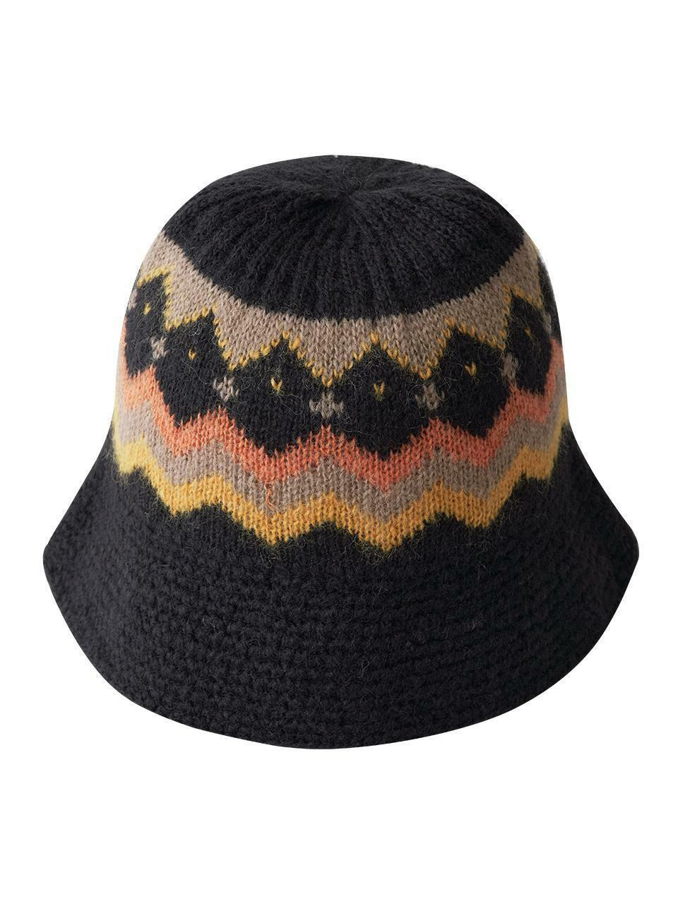 Nordic Knit Bucket Hat (Black) 하고