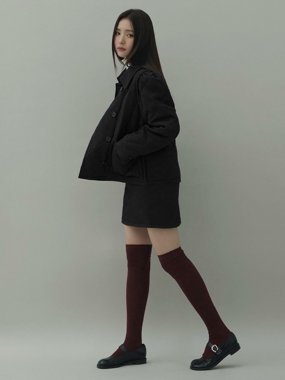 [SET] Flower Jacquard Quilting Padding & Skirt - HAGO(하고)