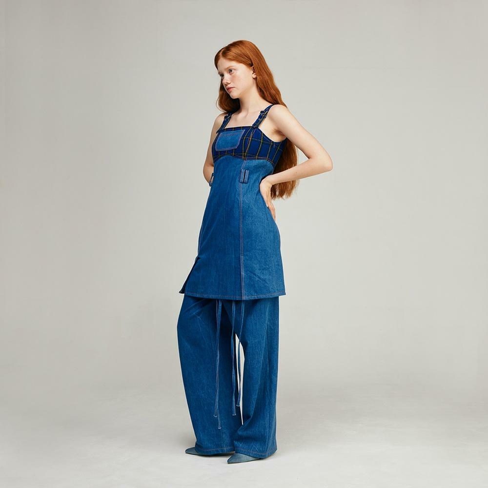 CD 25 Denim Suspender Dress Blue Cotton