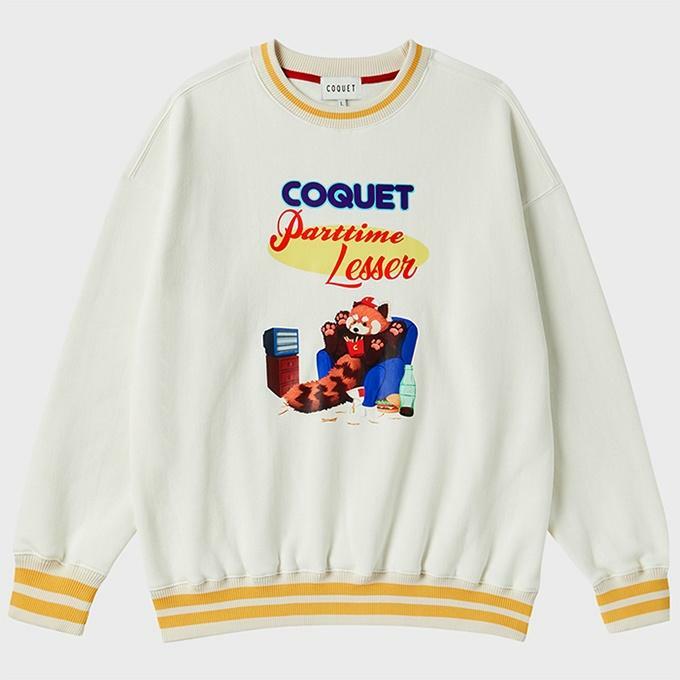 [ LESSER PANDA ] FAST FOOD X TIRED LESSER SWEATSHIRT [OVER-FIT] CREAM ...