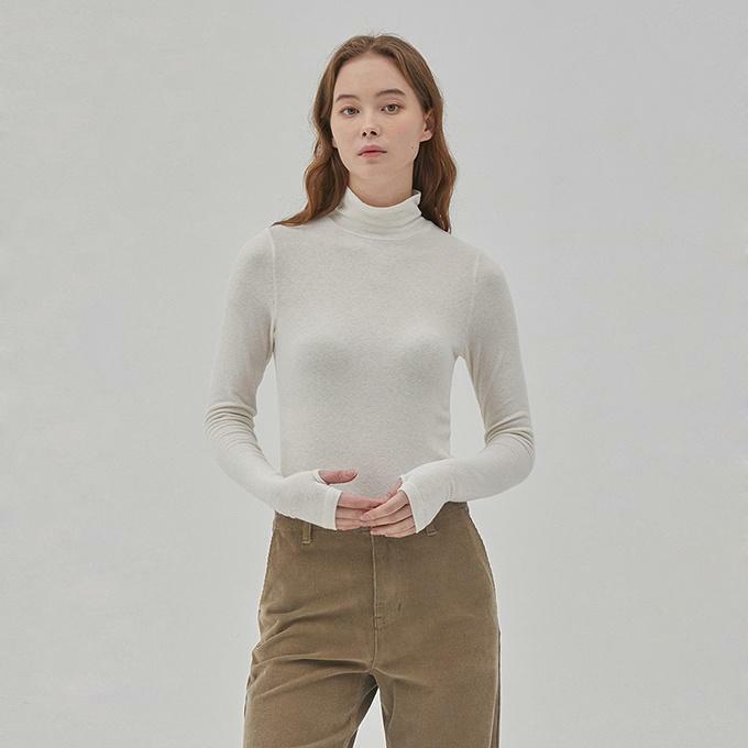 ANGORA WARMER HIGH NECK TOP IVORY - HAGO(하고)