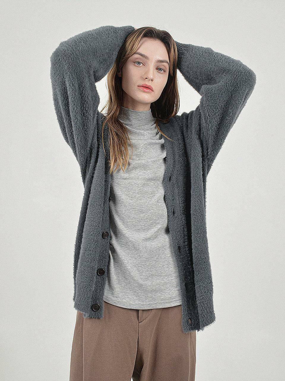 [랠리특가]Boocle Angora Cardigan (Charcoal) - 하고 [랠리특가]Boocle Angora Cardigan (Charcoal)