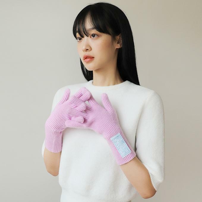 KITTEN FINGER HOLE GLOVES - LAVENDER 핑거홀 장갑 니트장갑 - HAGO(하고)