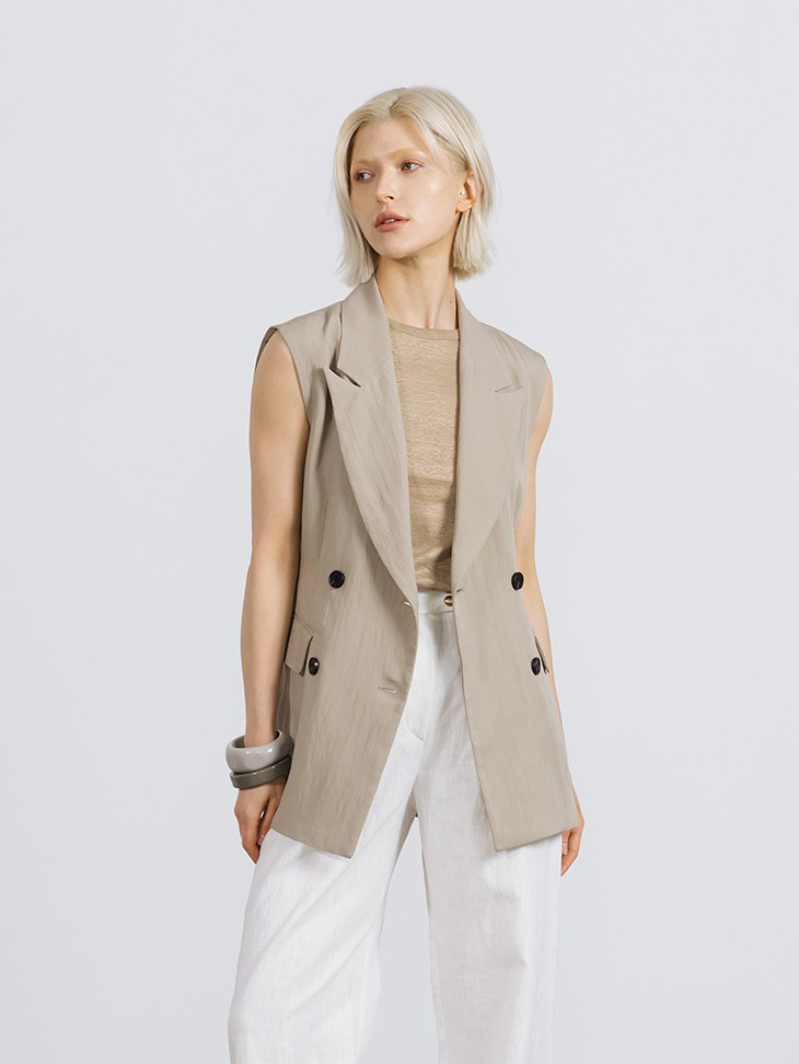 Dalo Bowknot Double-Breasted Sleeveless Vest