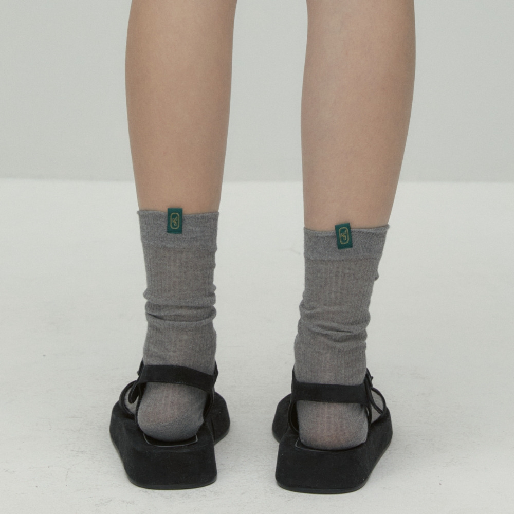 Starting Point Socks mono label point socks - gray - HAGO(하고)