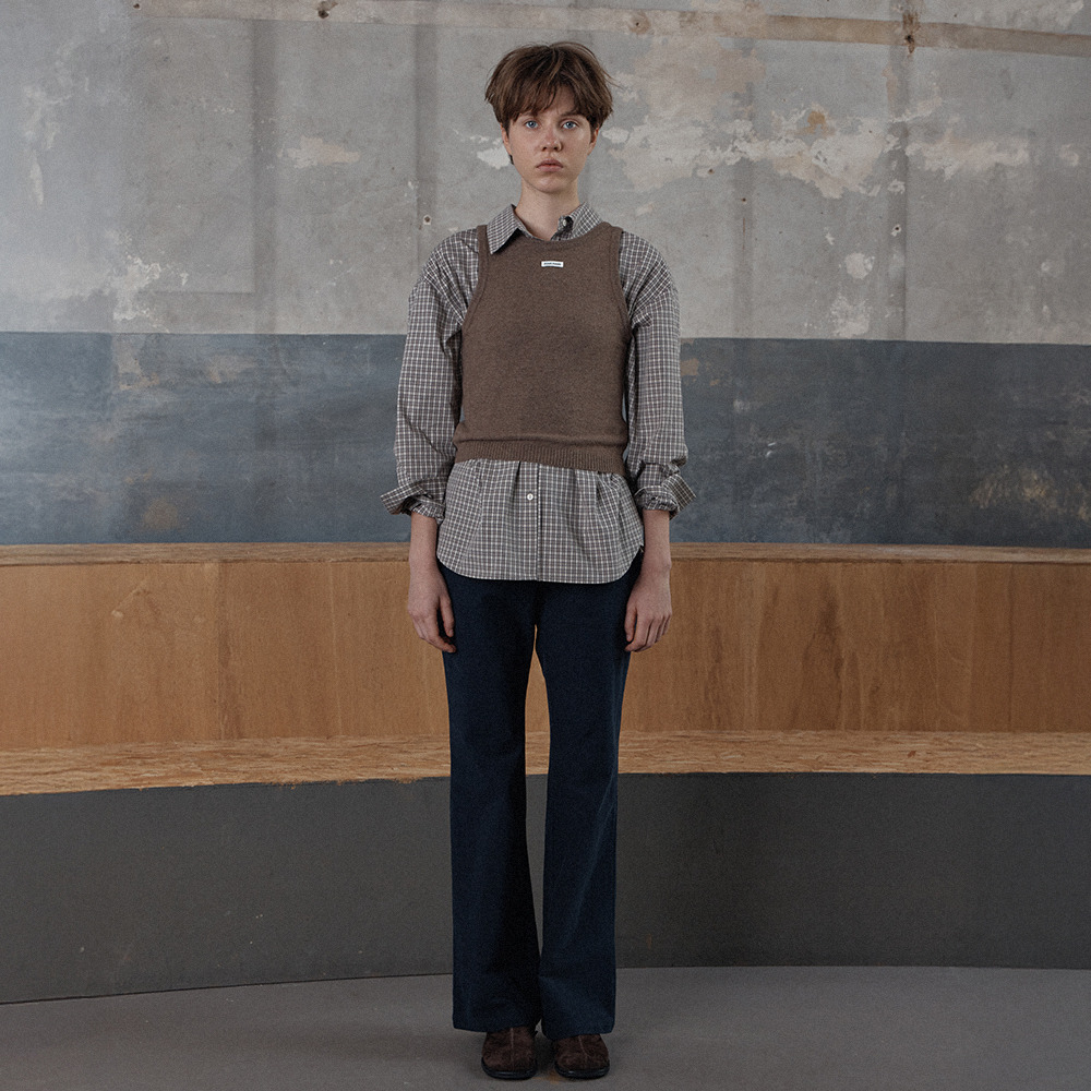 fine wool round sleeveless - brown - HAGO(하고)