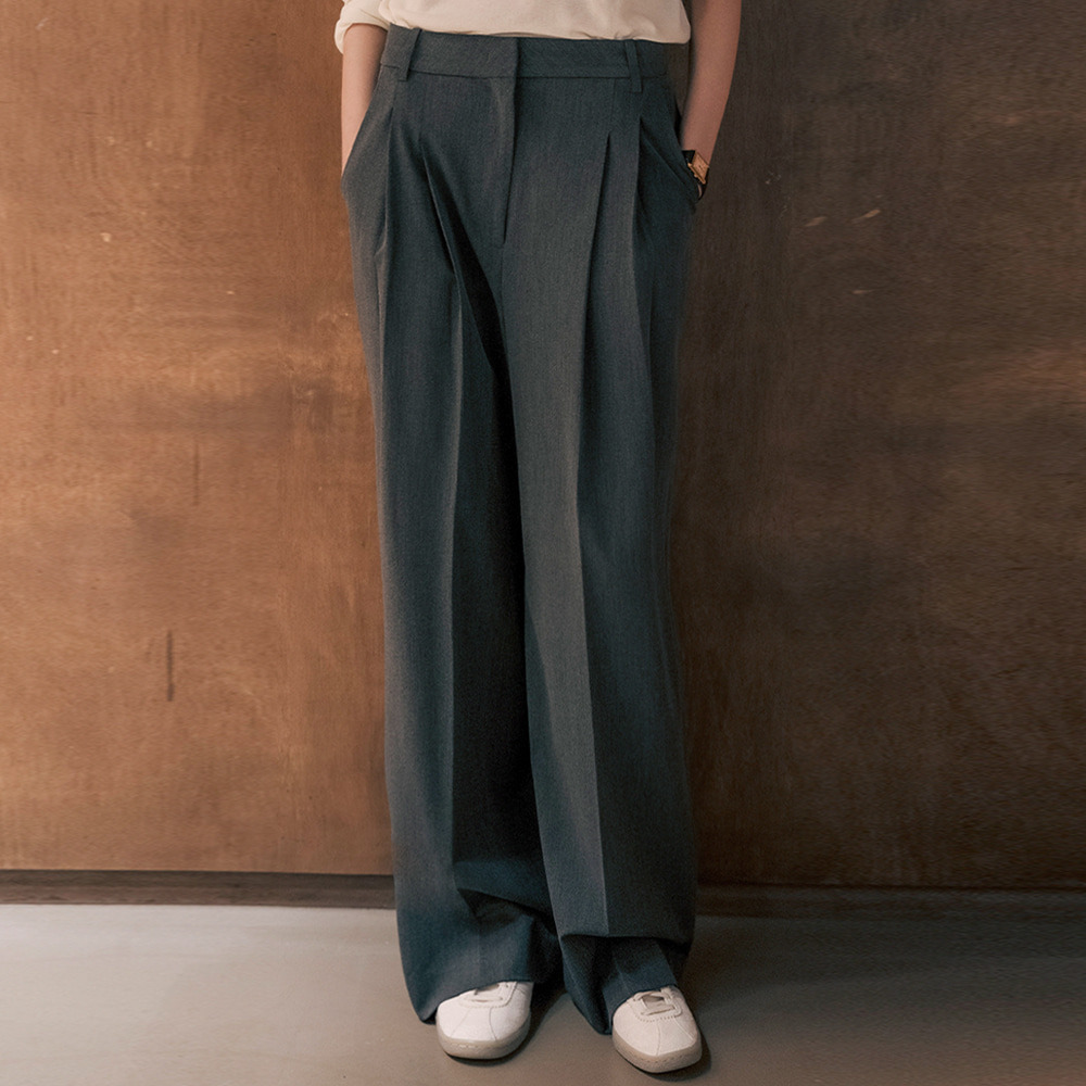 Modern Slacks Modern two tuck wool slacks_Charcoal - HAGO(하고)