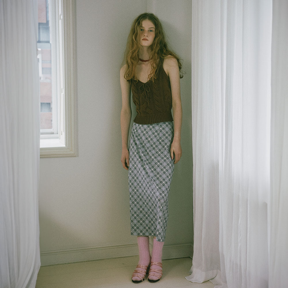 [단독~4/30]Powdery check skirt / Light grey - HAGO(하고)