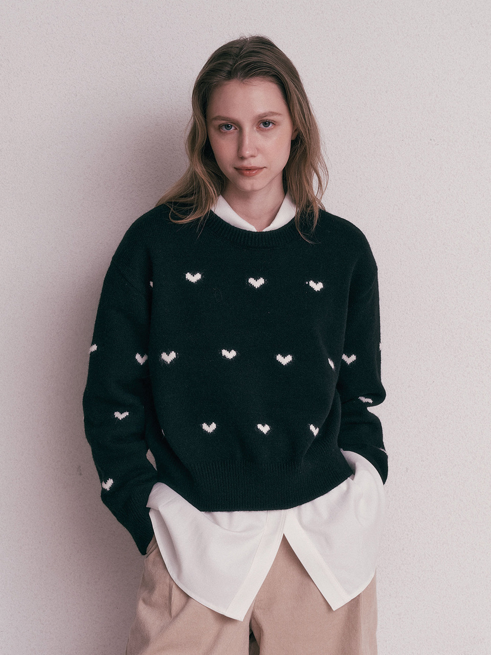 AR_Heart pattern knit sweater_2color - HAGO(하고)