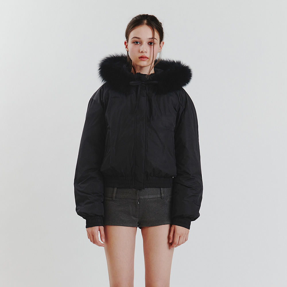 FOX FUR DOWN JACKET black - HAGO(하고)